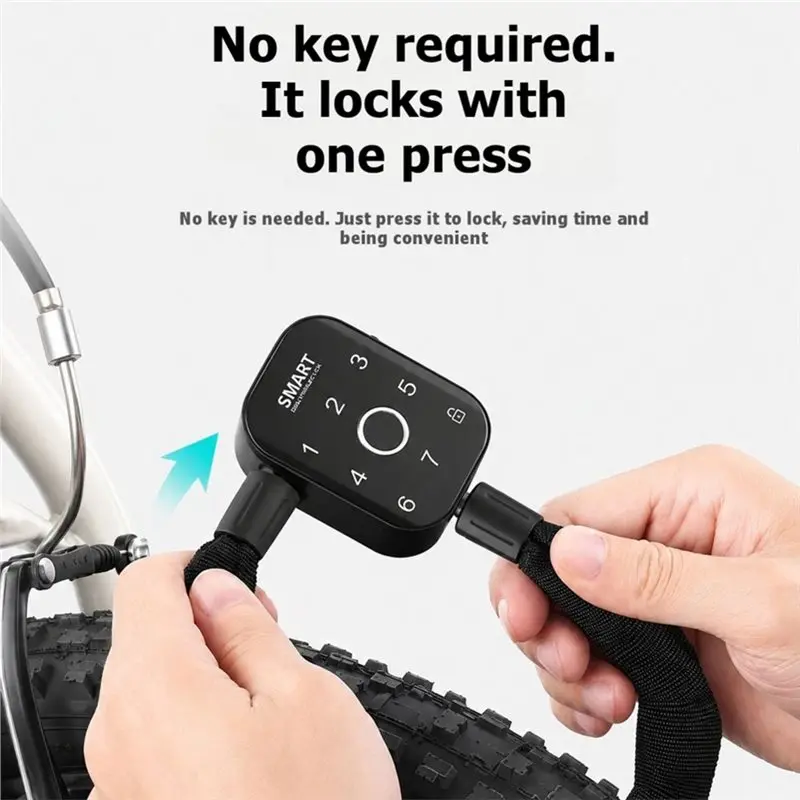 TKOH-Smart Bicycle Lock Anti Theft Electric Battery Car Fingerprint Lock Smart Fingerprint Chain Lock For Bicycle Motorcycle