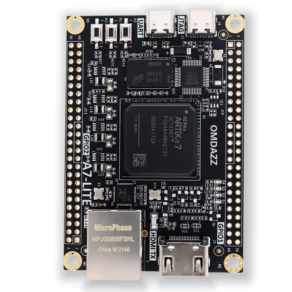 Experimental FPGA PCB Development Board with 4Gbit DDR Ethernet, HDMI‑compatible Input, JTAG, UART Interface for Student Project