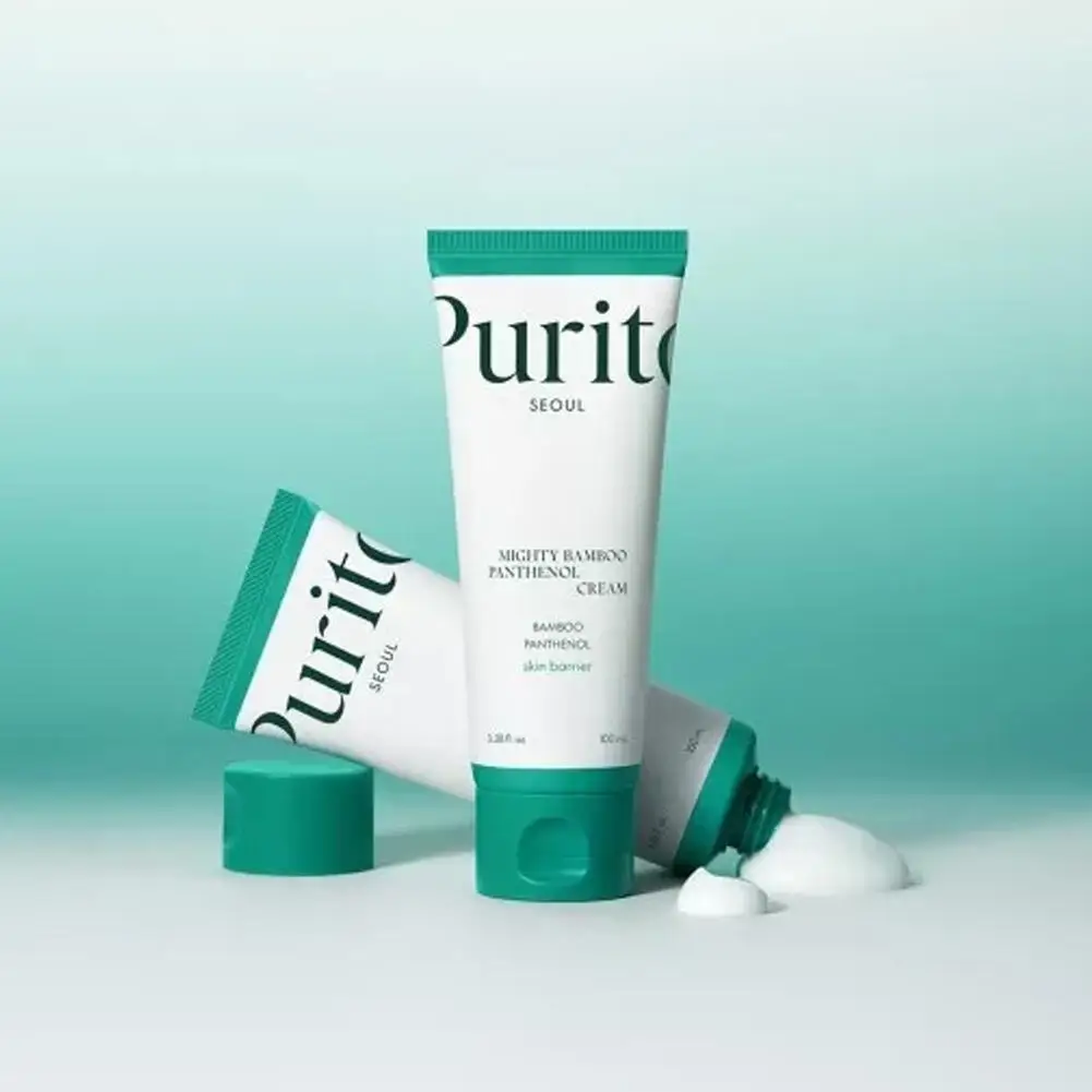 Purito Original Mighty Bamboo Panthenol Crema Calmante, Sérum Hidratante Fortalecedor de la Barrera Cutánea, Hidratante Suave Antiarrugas