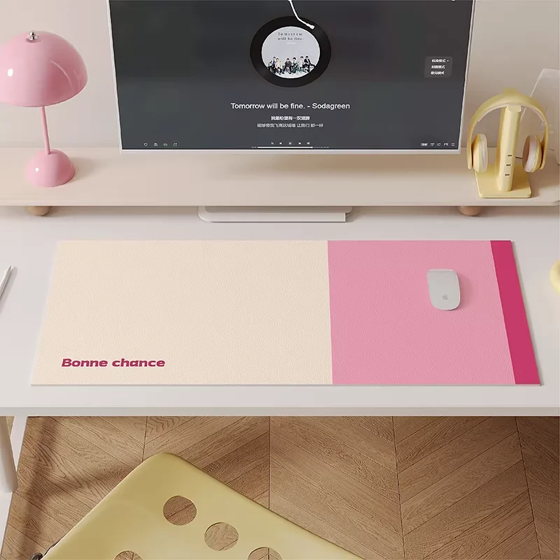 Color Blocking Pu Leather Mousepad Office Desk Mat Mouse Pad Computer Speed Type Carpet Mat Player Laptop Keyboard Cartoon