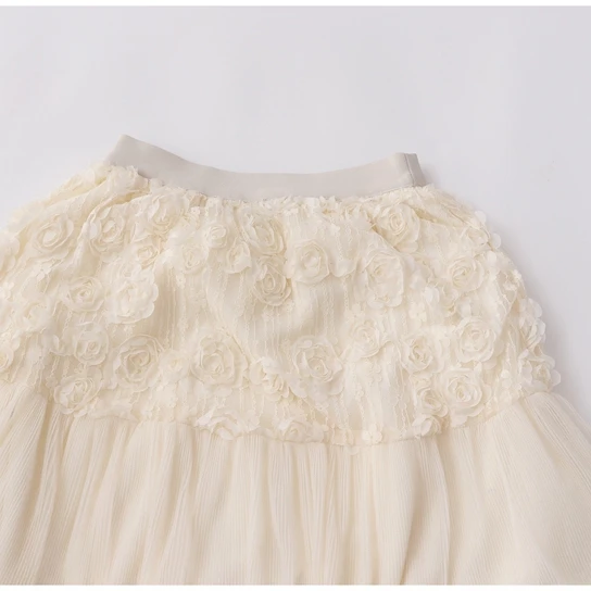 กระโปรงตาข่ายสไตล์ Y2K สำหรับผู้หญิง ฤดูใบไม้ร่วง ฤดูหนาว ดีไซน์อ่อนหวาน งานประณีต ลายดอกไม้ 3 มิติ ผ้าหนา กระโปรงยาวครึ่งตัว