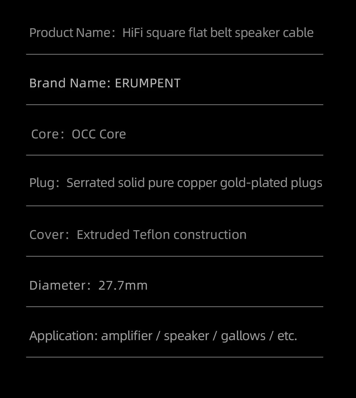 HiFi-OCC-Lautsprecherkabel, Hi-End-Flachriemen aus reinem Kupfer mit gezahntem, massivem, vergoldetem Bananen-Y-Steckerkabel für Lautsprecherverstärker – Detail 9