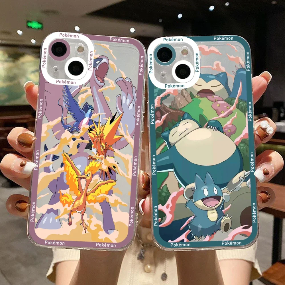 Cartoon Pokémons Pikachu Gengar Eevee Phone Case For iPhone 15 14 13 12 Mini 11 Pro Max X XR XS Soft Silicone Transparent Cover