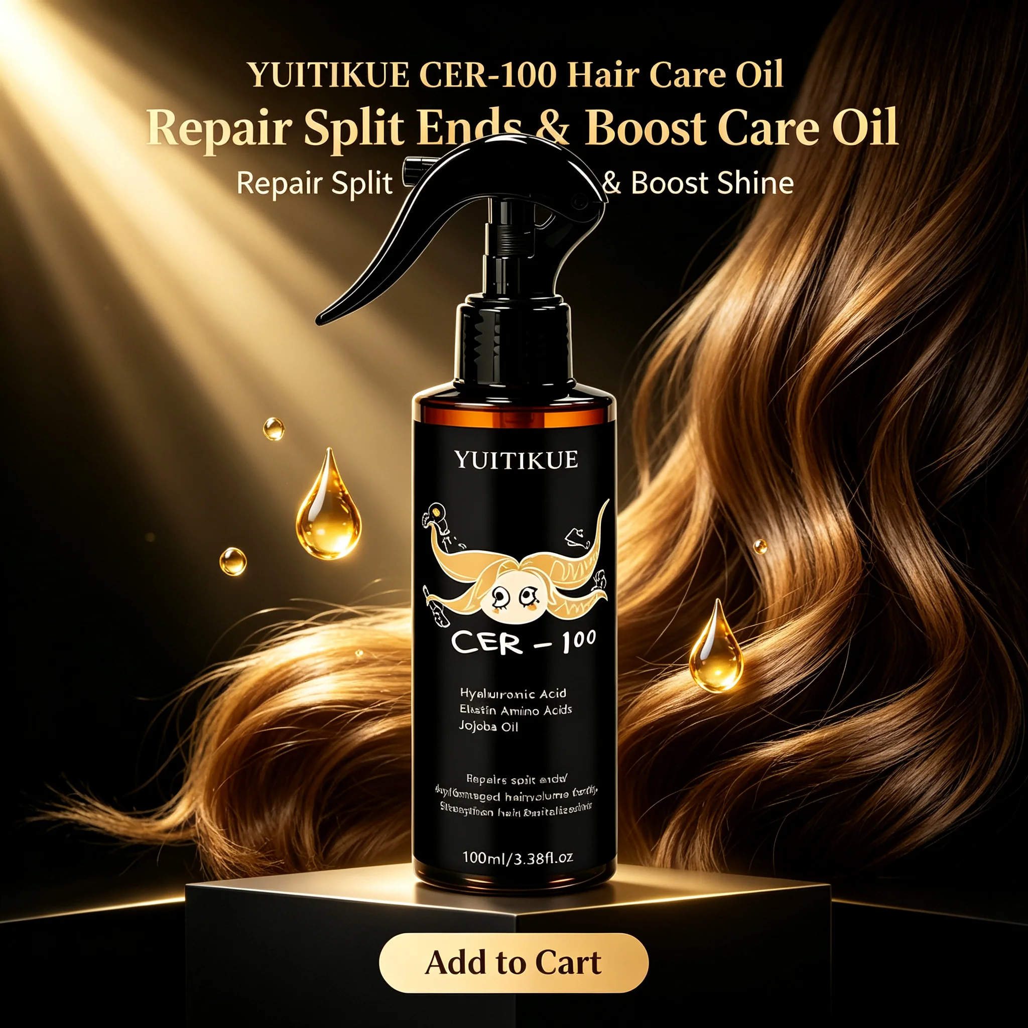 YUITIKUE CER-100 Hair Care Spray Hydrolyzed Keratin Jojoba Oil Repair Split Ends Dry Damaged Hair Strengthen Revitalize Hair