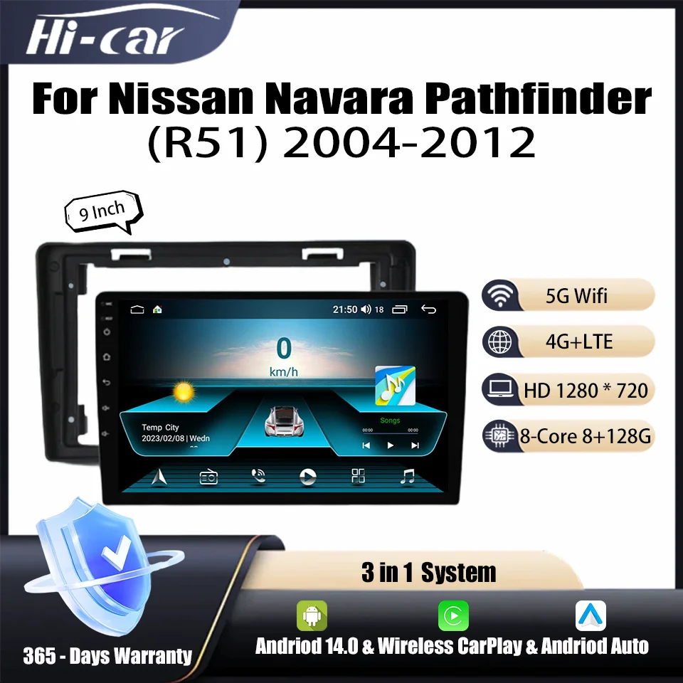 

Car Radio For Nissan Navara Pathfinder(R51) 2004-2012 Android 14 Wireless CarPlay Intelligent System Multimedia Player Head Unit