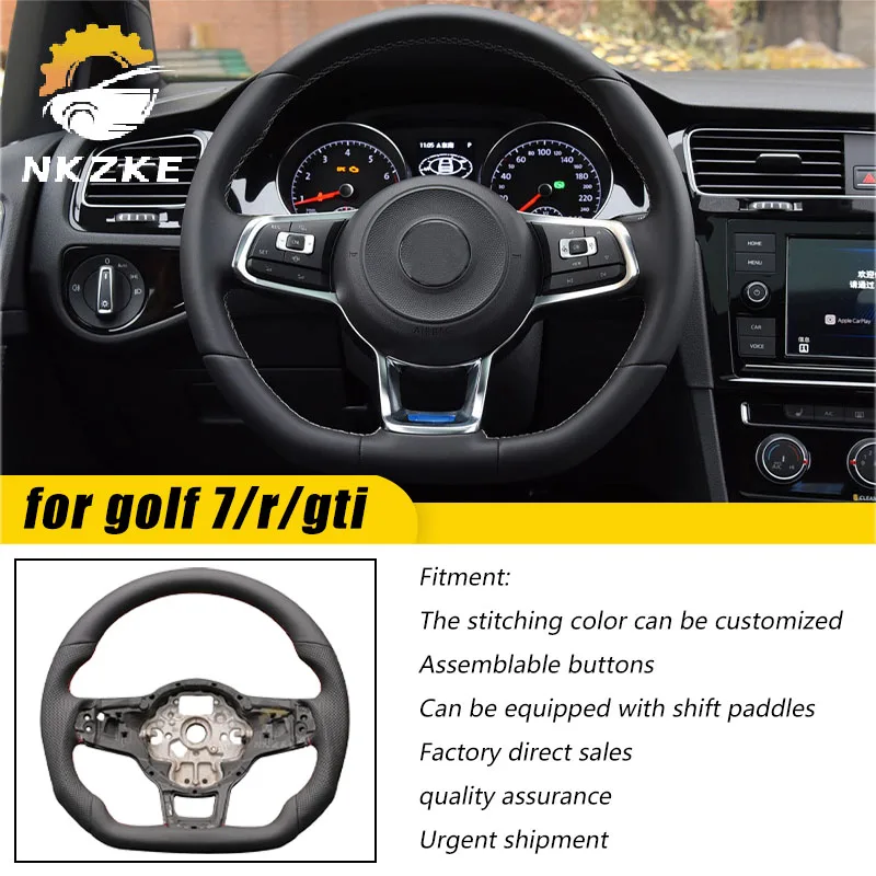 

Steering Wheel For Golf 7 7.5 GTI MK7 Is Made Of Genuine Leather Material And Can Be Equipped With Shift Paddles Car Accessories