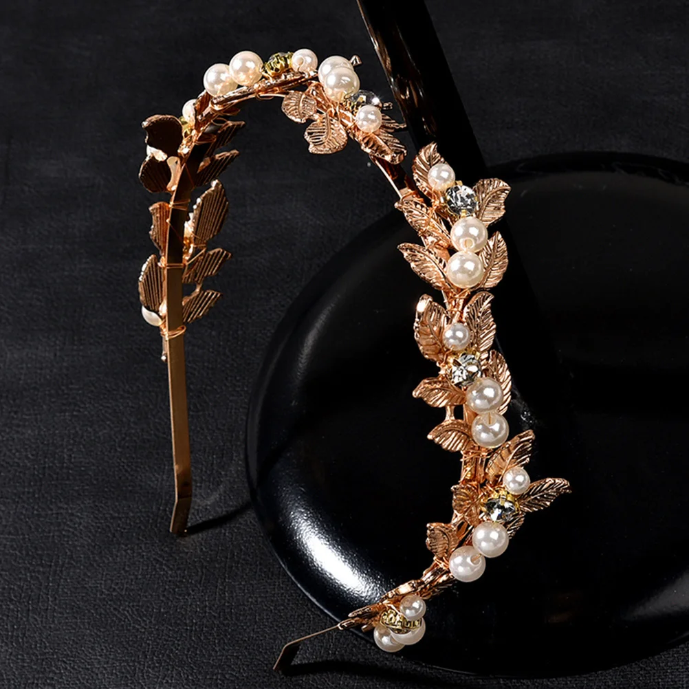 

Crown Pearl Headband Bridal Hair Jewelry Wedding Headpiece Hair Accessories for Women Prom Leaf Crown