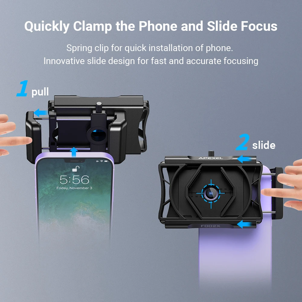 

APEXEL F002X Upgraded 360° Rotation Phone Clip Holder Adapter Connector for Binoculars Telescope Mount Bracket Mobile Phone Clip