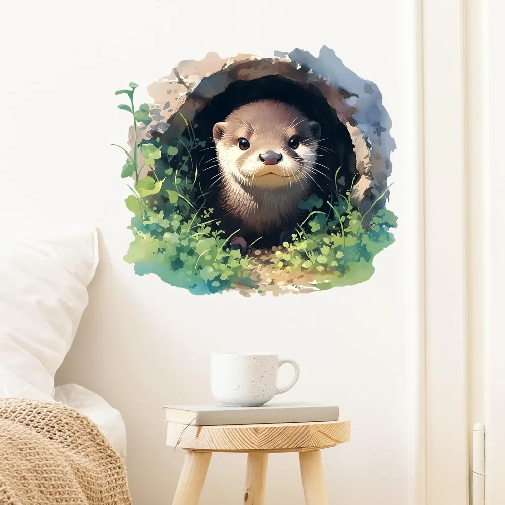 

Cute Otter in a Hole Wall Decal Nursery Animal Wall Sticker Removable Peel and Stick Wall Art Decor for Kid Baby Classroom