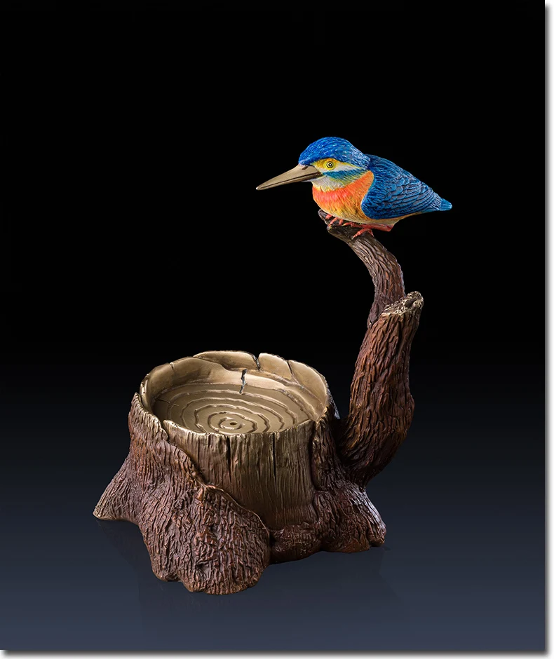 TOP COOL  Business Artwork Millionaire office home Money Drawing Good luck Mascot 3D bird Cigar Ashtray incensory copper statue