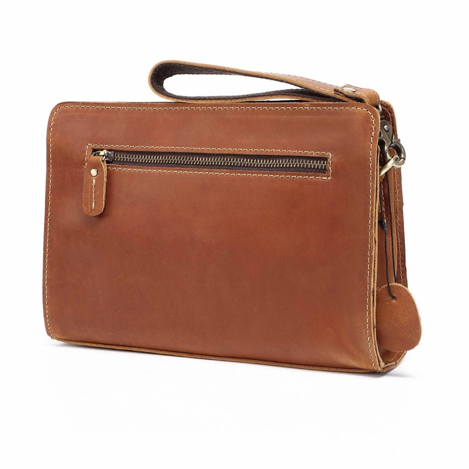 

Портфель из натуральной кожи на молнии - кожаный деловой органайзер ручной работы, многофункциональные сумки, кошелек для мужчин и женщин