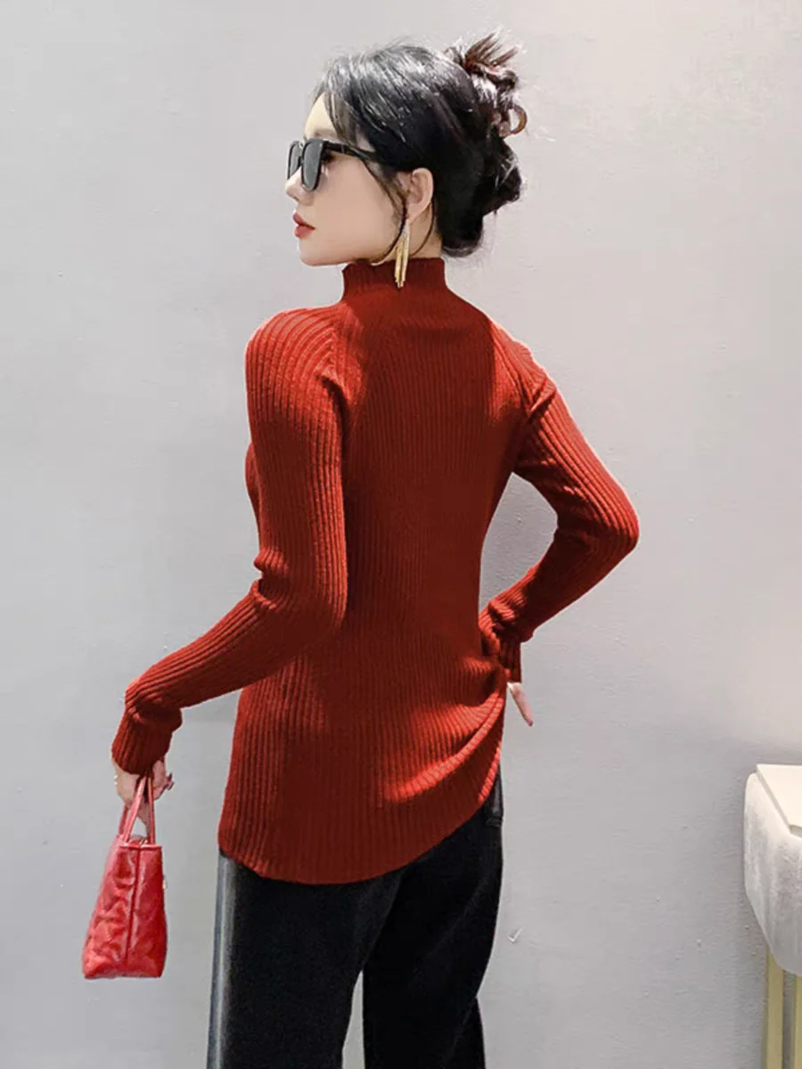 Pull à col roulé à manches longues pour femme, pull basique, mode d'hiver, entièrement commandé, nouveau