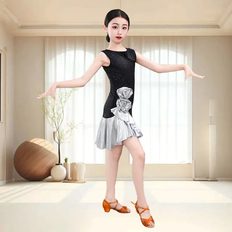 

Детский летний цельный костюм для латинских танцев в стиле интернет-знаменитостей для девочек, профессиональный повседневный танцевальный костюм для выступлений