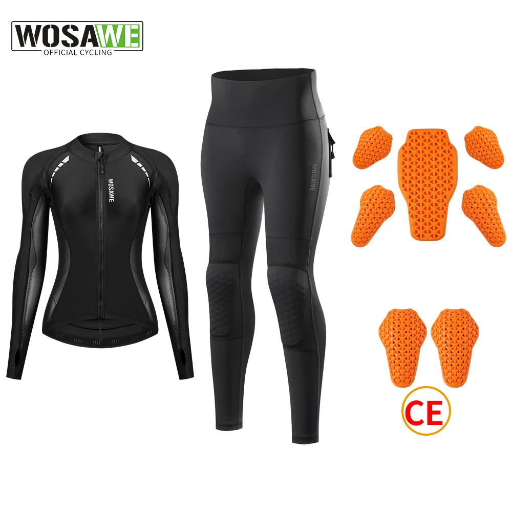 

WOSAWE Women's Motorcycle Jacket and Pants Set with Removable Kneepads Soft Protective Gear CE Certified Motorcycle Combination