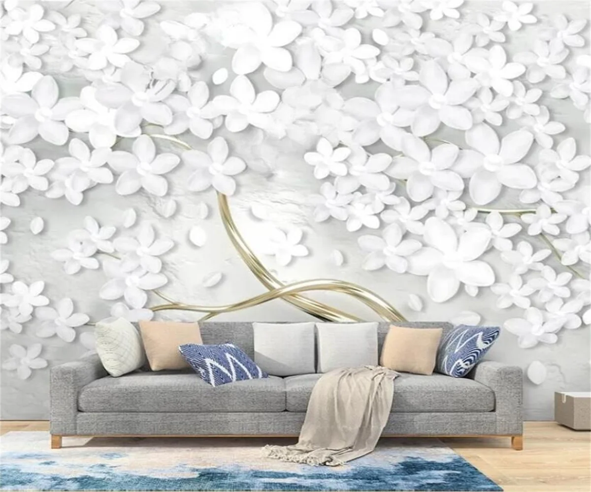 

Custom mural wallpaper art superior sense gold branch flower TV background wall paper Beauty nail shop decorative wallpaper