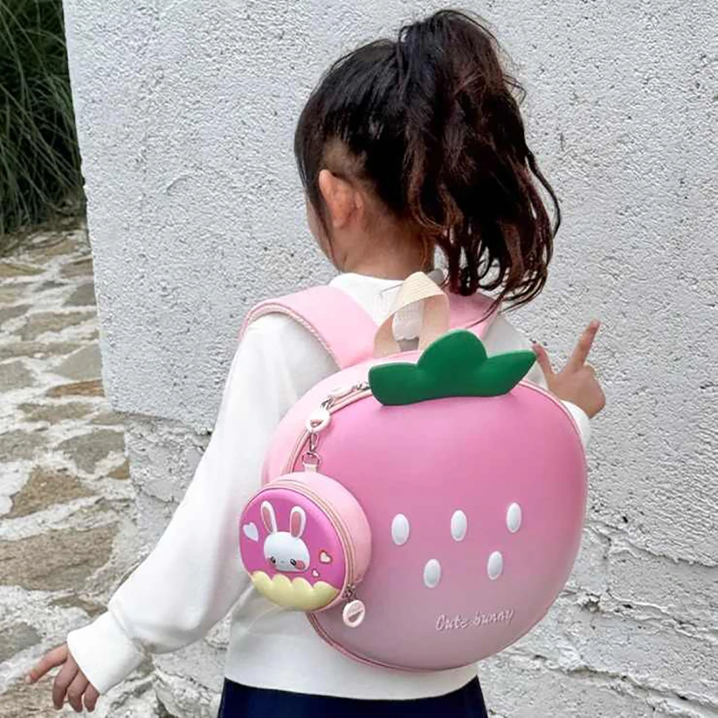 Cartoon Children Backpack 3D Strawberry Cute Toddler School Bags Fashionable New Outdoor Kids Eggshell Bag Accessories