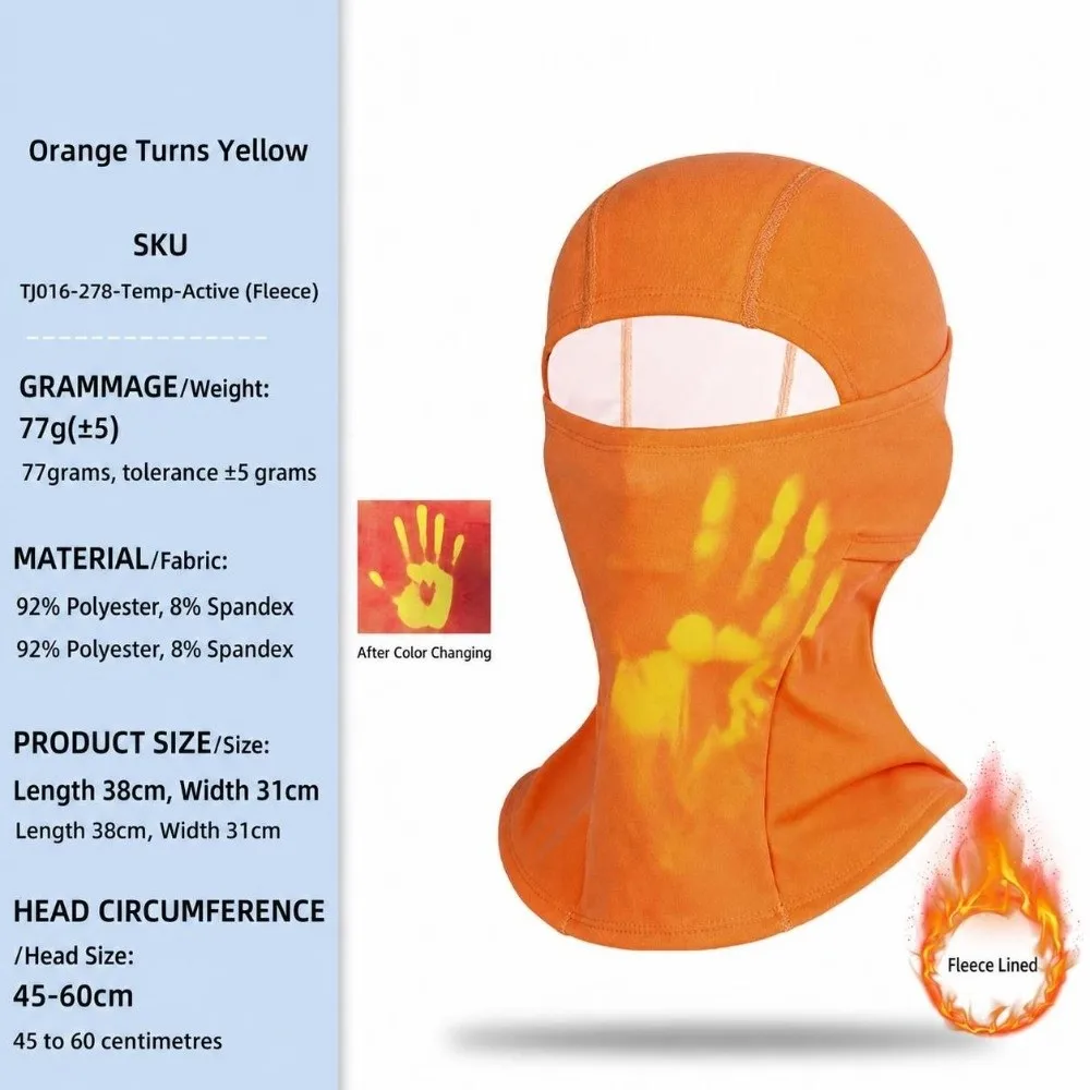 Heat Sensitive Thermochromic Balaclava Breathable Warm Thermal Breath Activated Balaclava Temperature Sensitive UV Protection