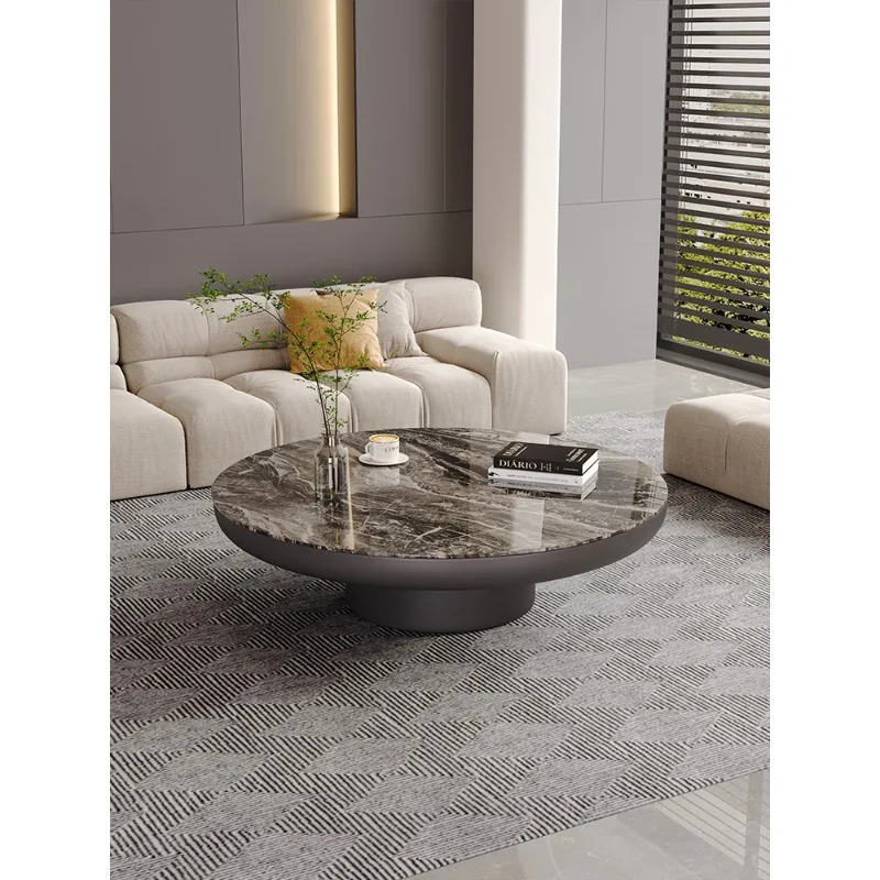 Italian type Rock plate round coffee table light luxury simple household sofa beside table for living room end table home