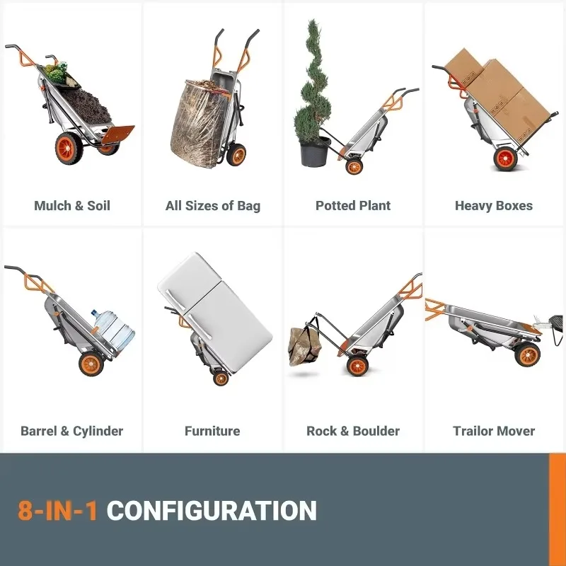 حار بيع! WG050 8 في 1 عربة حديقة Aerocart / عربة يدوية شديدة التحمل / دوللي
