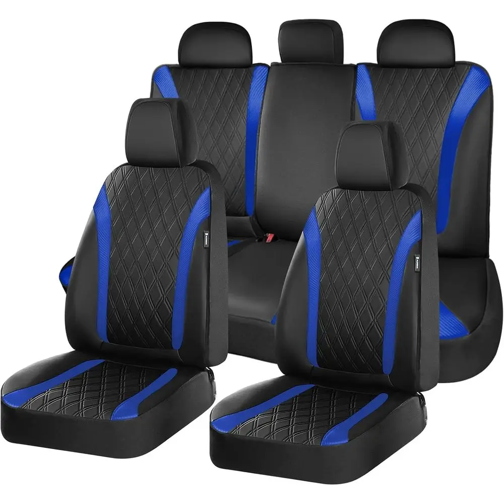 Universal Waterproof Leather Car Seat Covers Set, Front and Rear Protection for Cars, SUVs, and Trucks