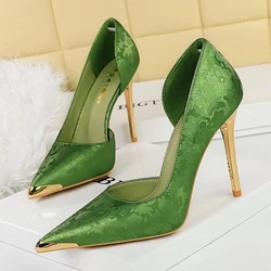 BIGTREE Spring Metal Decoration Women Pumps Elegant Hollow Out Sandals Thin Heels WEDDING Party Shoes Zapatillas De Mujer