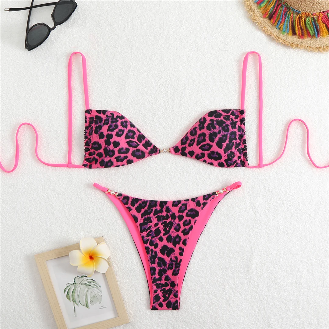 7 Farben Leoparden-Blumenmuster Bikini Damen Bademode Zweiteiliger Bikini Badeanzug Badebekleidung V6420 – Detail 19