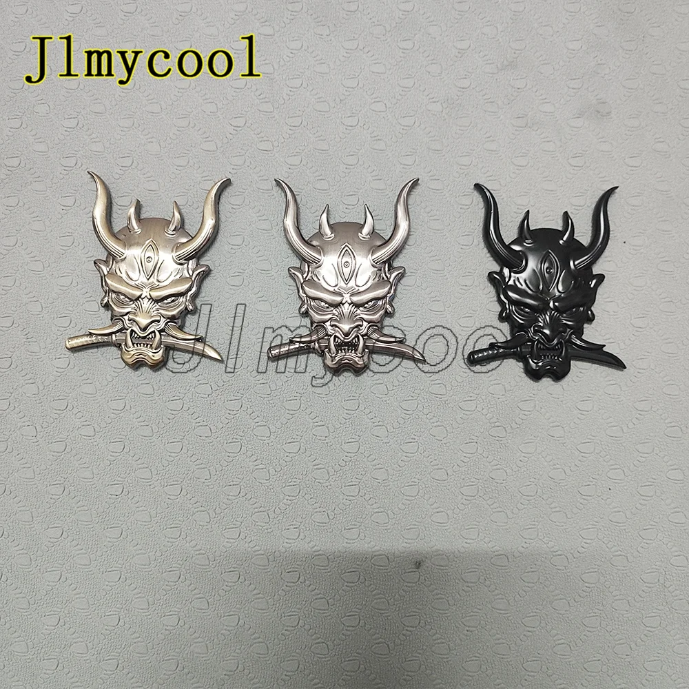 Japanese Samurai Ghost Warrior Prajna Car Auto Emblem Sticker Assassin 3D Metal Black Badge Metal Motorcycle Custom Styling