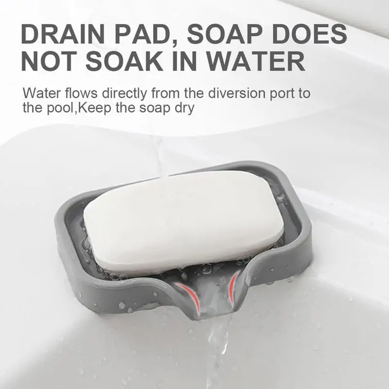 Kitchen Soap Tray Sink Sponge Holder Countertop Silicone Soap Tray Draining Sink Tray Quick Drying Splash Guard Caddy Organizer