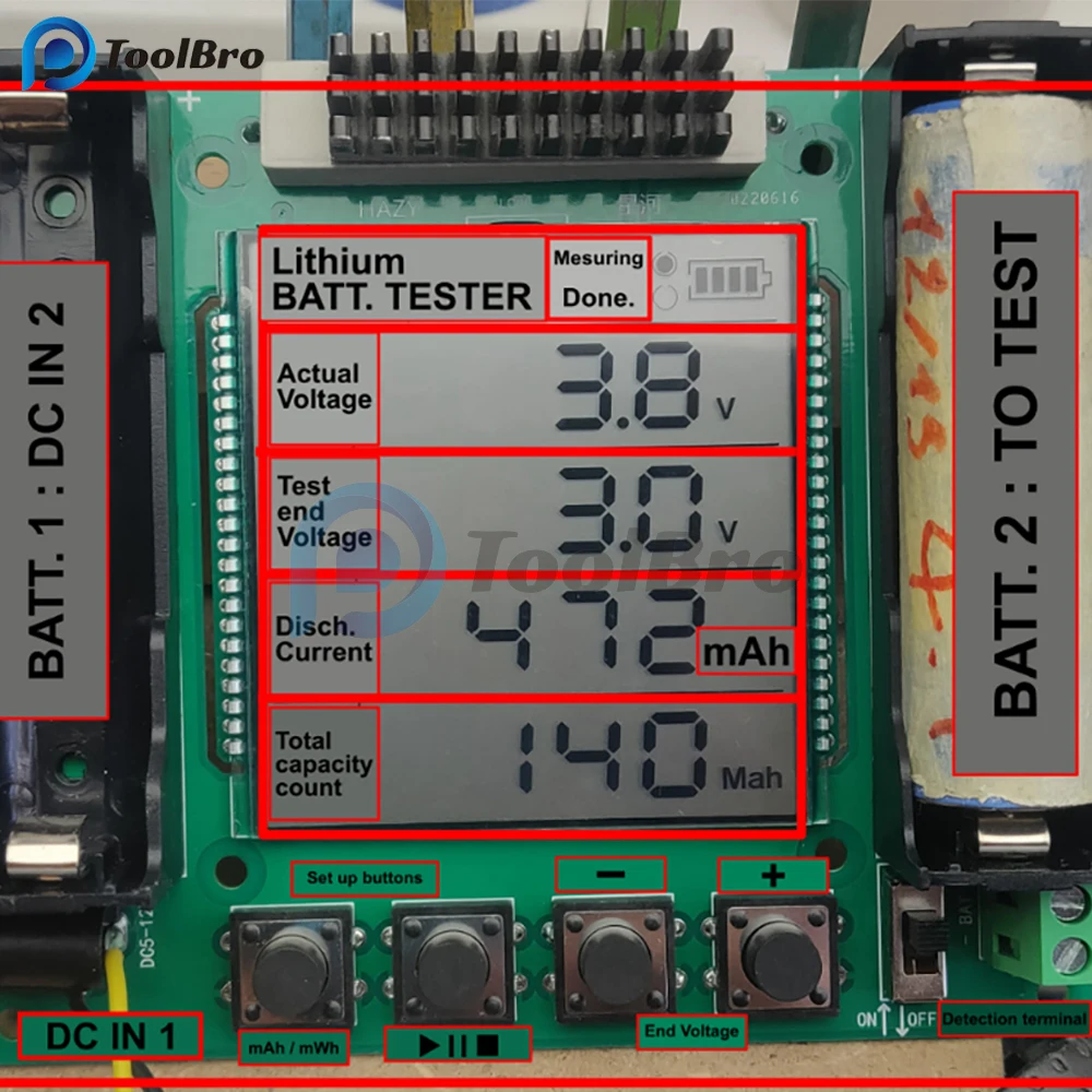 LCD Digital 18650 Lithium Battery Capacity Tester Voltage Current Meter Voltmeter Ammeter Discharge Current Monitor Detector