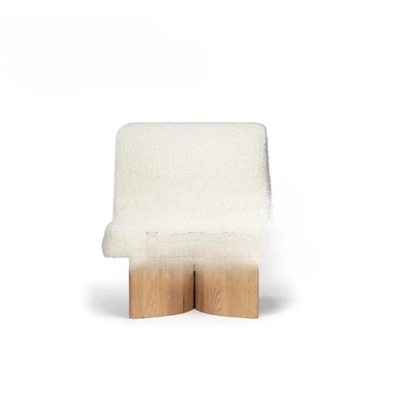 JJSolid Wood Sofa Chair Medieval Leisure Modern Simple Household Lamb Wool Single ChairAsmt52