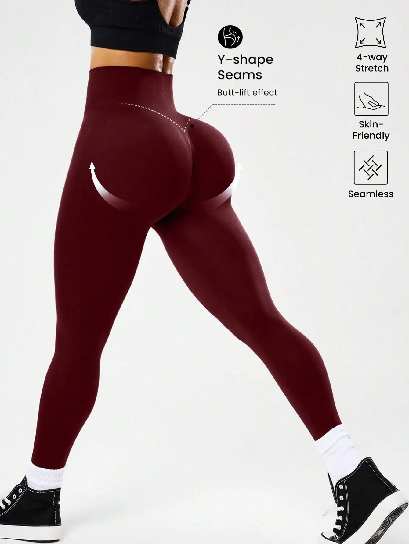 High-waisted seamless yoga leggings for women, fitness yoga pants with four-way stretch fabric, abdominal shaping, suitable for