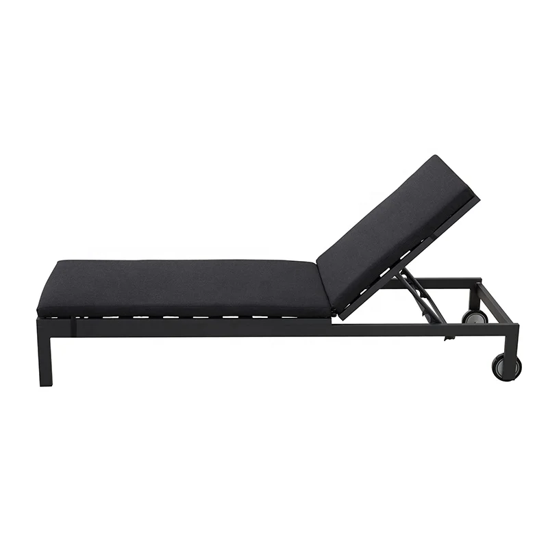 Black Modern Exterior Patio Chaise Lounge Sunbed Furniture Outdoor Garden Pool Aluminum Sun Lounger Chairs