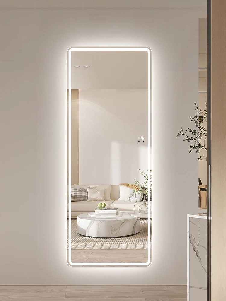 Smart full body mirror wall mounted household French style wind band light dressing mirror wall mounted fitting mirror