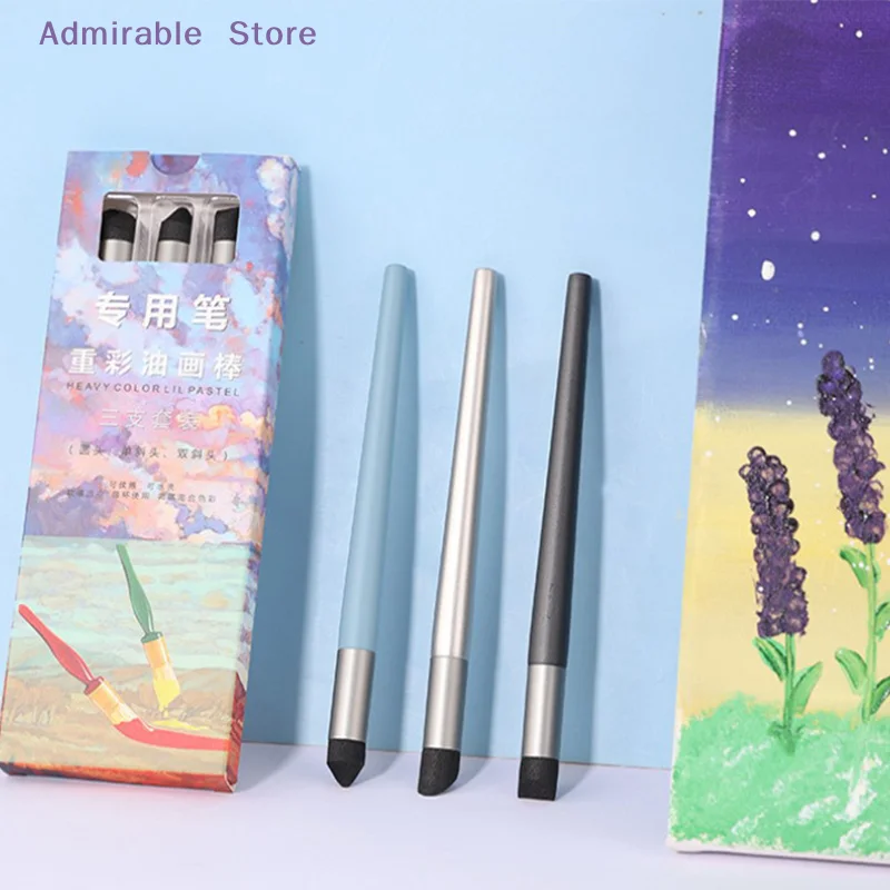 w1/3Pcs Reusable Drawing Art Blenders  Sponge Pen Pastel  Tool For Oil Painting Washable Sketch Rubbing Brush