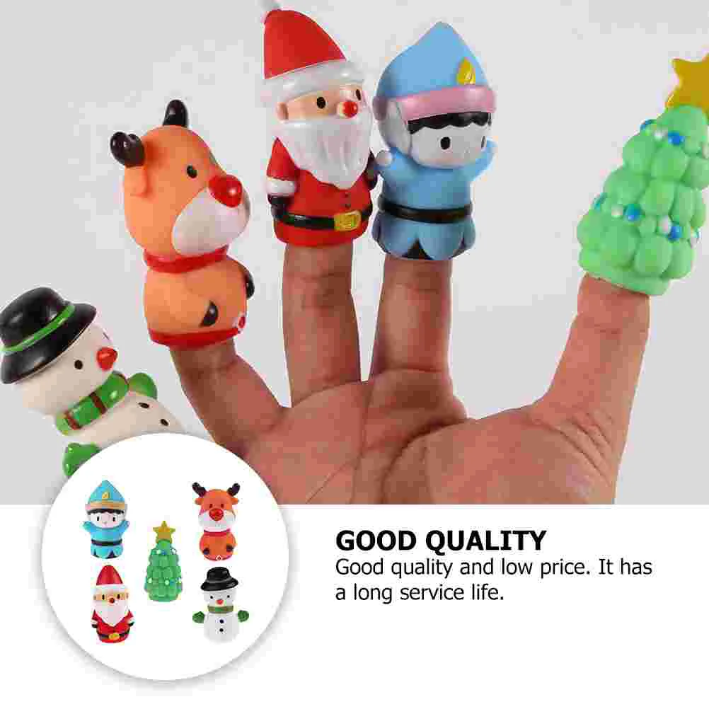 5-teilige Fingerlinge für Weihnachten, Kleinkinder, Babyspielzeug, Kinder-Handpuppe, weiches Gummi, Weihnachtspuppen für Kinder