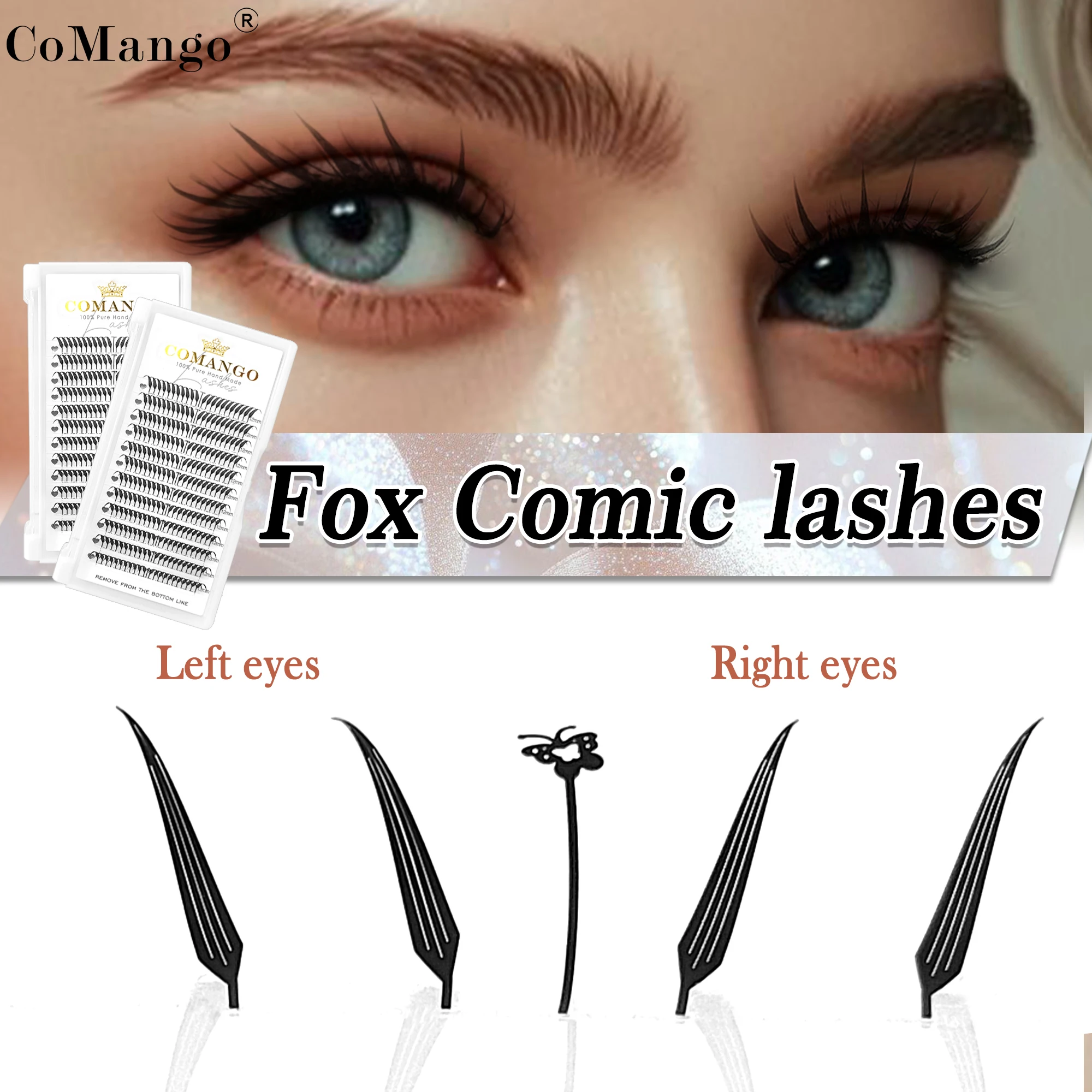 neue Herz Stern Comic Spitze Wimpern Fuchs Manga Spitze Wimper 8-15mm für Anime Wimpern Verlängerung Volumen falsche Wimper Party Make-up Wimper