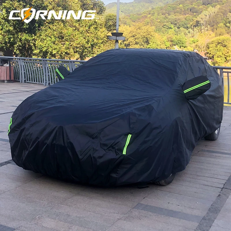 190T Full Car Cover Waterproof Anti Snow Cover Sun Shade Anti UV Dustproof Universal Auto Exterior Styling M/L/XL/XXL Black