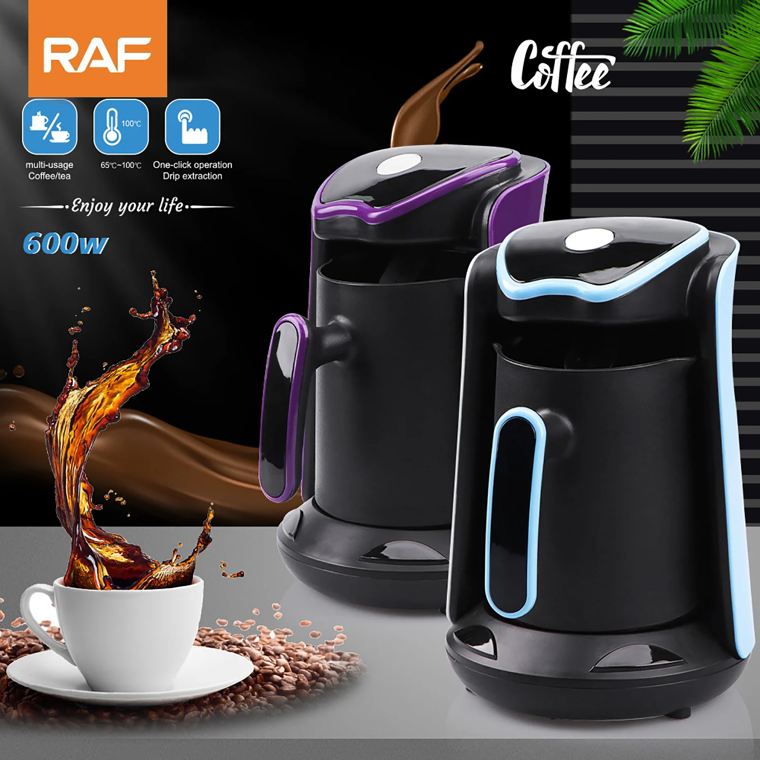 

RAF Home Heated Coffee Mug New Turkish Coffee Pot Portable Office Coffee Tea Maker. Drip Coffee Maker . Switch with indicator li