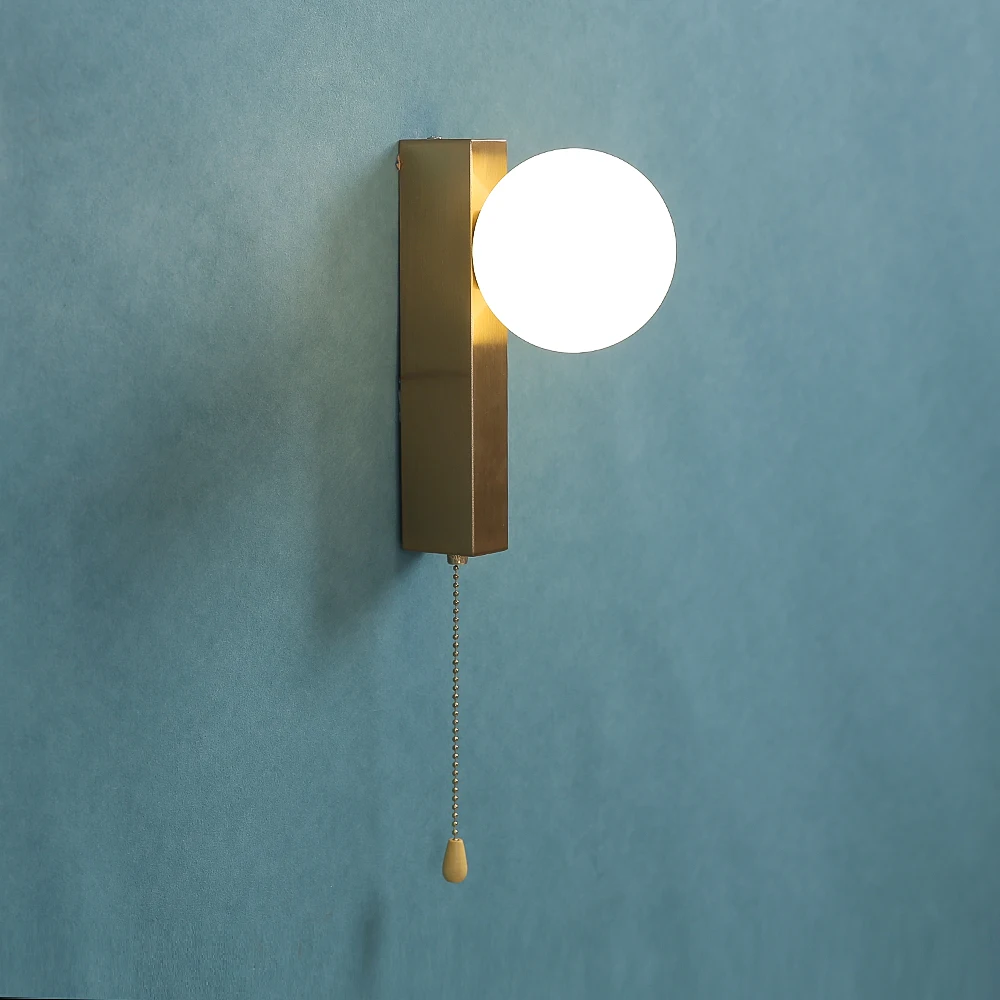Nordic glass ball Wall Lamps Bedroom Bedside Wall Lights With On/off Switch Glass Sconces Living Room Decorative Indoor Lighting