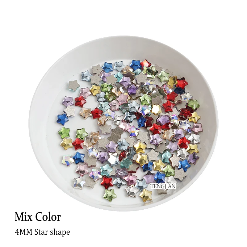 Star 4MM Glittering Flat Back Glass Crystals Mini Nail Art Rhinestones 12Color 3D DIY Manicure Decorations Diamond 30/100Pcs