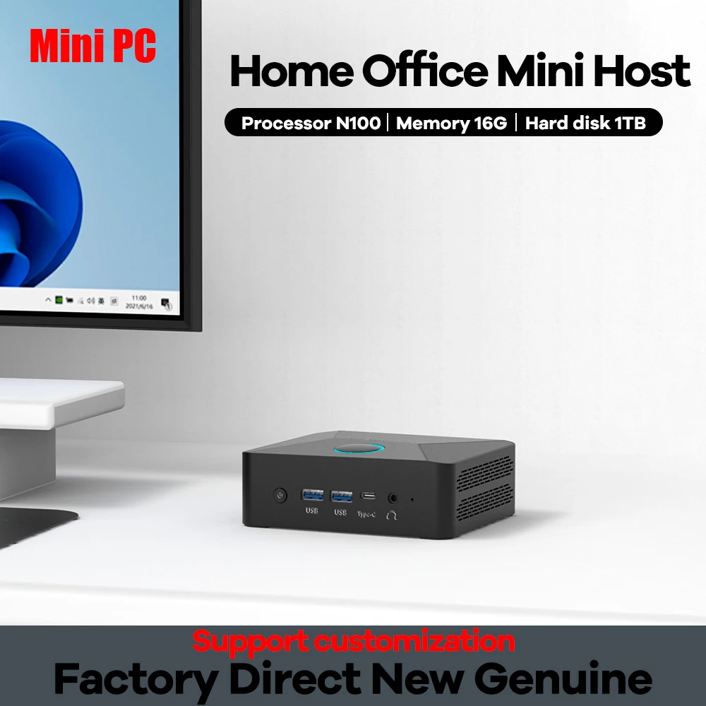 N300 N100 DDR5 Mini PC DP HDMI Intel Celeron N4500 DDR4 Router lembut tipe-c RJ45 LAN Mirco komputer Windows11 HTPC