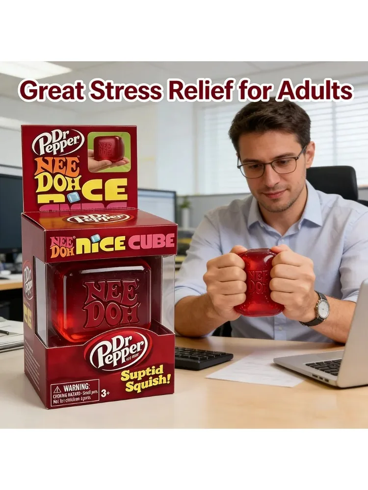 Dr Pepper X NeeDoh Nice Cube Squishy Weiches Sensorisches Fidget-Spielzeug zur Stress- und Angstlinderung für Erwachsene und Kinder