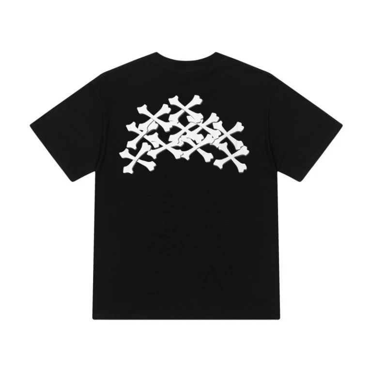 

2025 spring and summer new bone letter pattern loose casual round neck short sleeve men and women the same style
