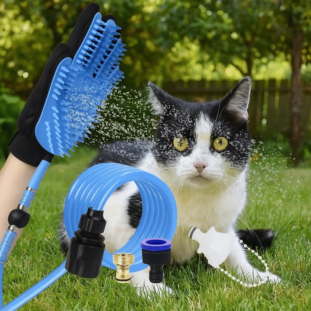 قابل للتعديل الحيوانات الأليفة رذاذ الاستحمام قفازات إزالة الشعر فرشاة صديقة للبيئة الحيوانات الأليفة رذاذ إزالة الشعر مع خرطوم توصيل #5