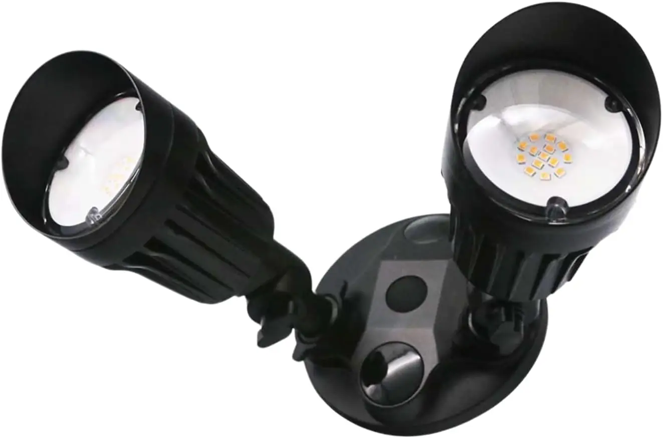 

Светодиодный черный двухголовочный регулируемый прожектор с двумя источниками света, 3000K, водонепроницаемый, для наружного освещения двора, патио, сада