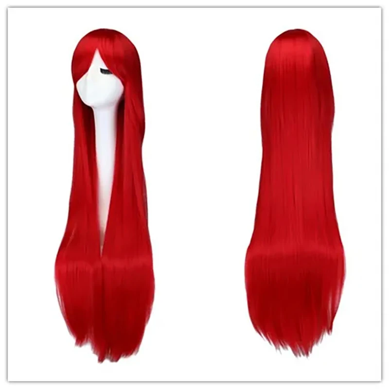 Long Straight Cosplay Wig With Bangs Woman Anime 40" 100 Cm Synthetic Heat Resistant Wig + Wig Cap