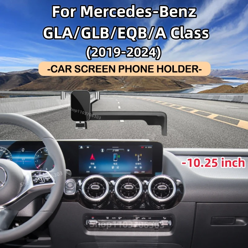 Supporto per telefono con schermo per auto per Mercedes-Benz GLA GLB EQB classe A 2019-2024 supporto per telefono cellulare supporto per presa