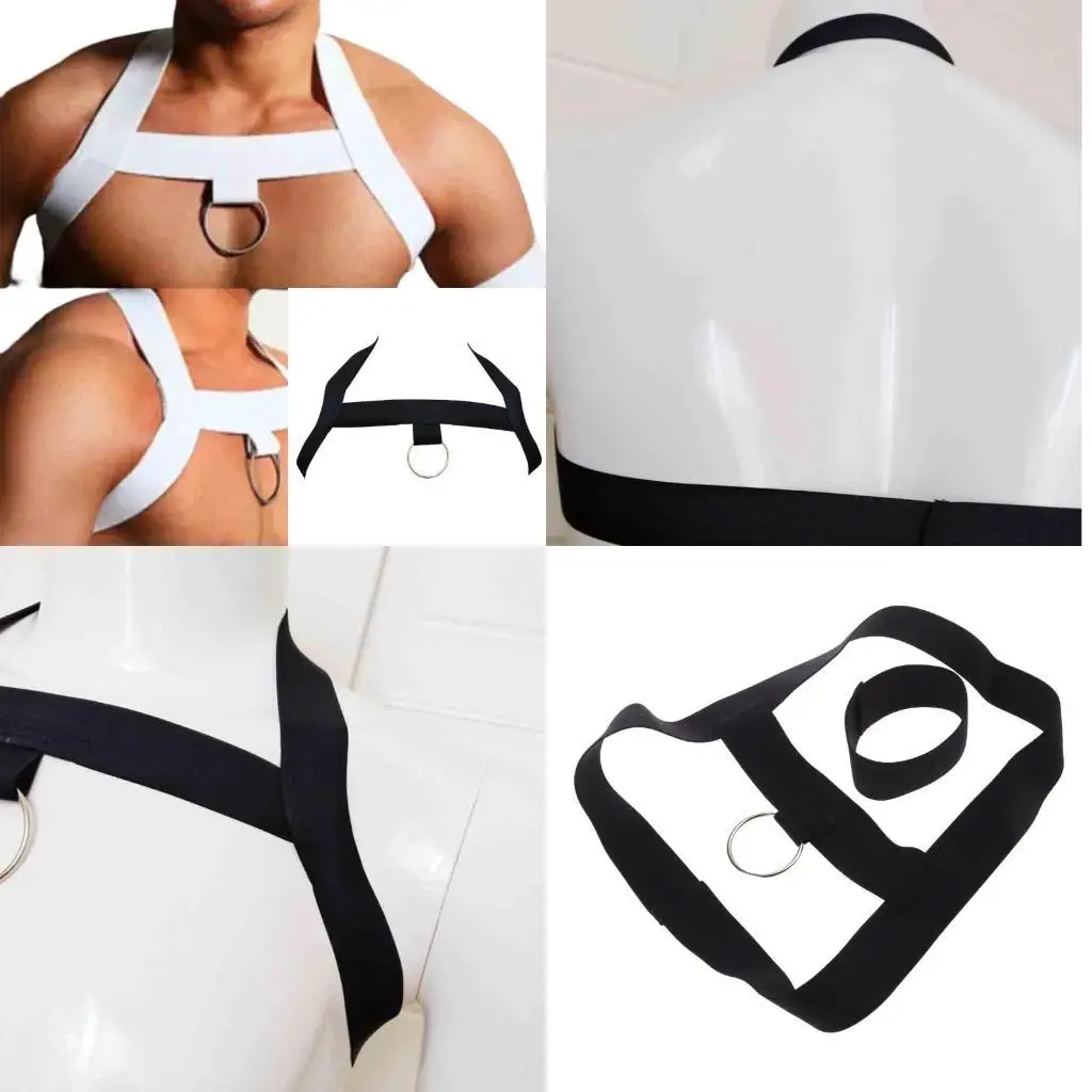 R1WE パンクチェストベルト メンズ ボディチェストハーネスベルト ホローアウトベルトストラップ 男性用伸縮性ショルダーボディストラップ エロティック下着