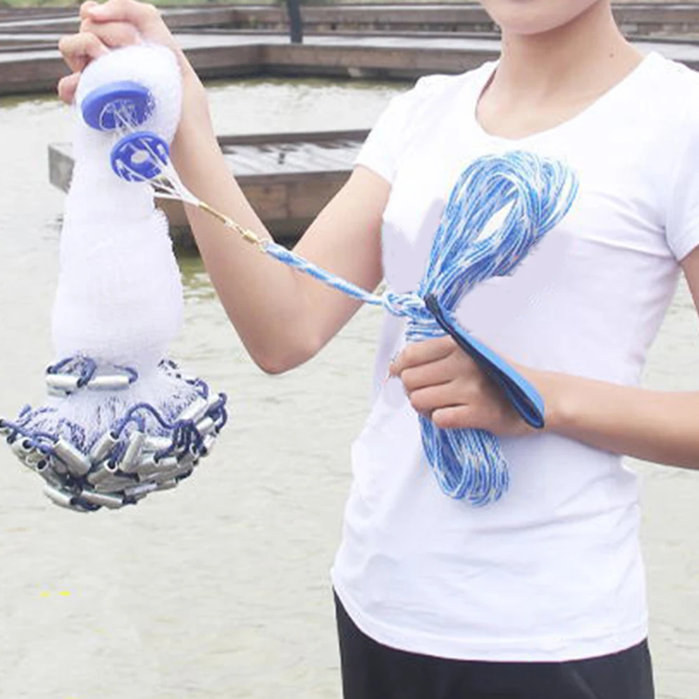 

Ringless Hand Throw Fishing Net High Strengthen Nylon Monofilament Durable Galvanized Iron Weight Small Mesh Prevent Fish