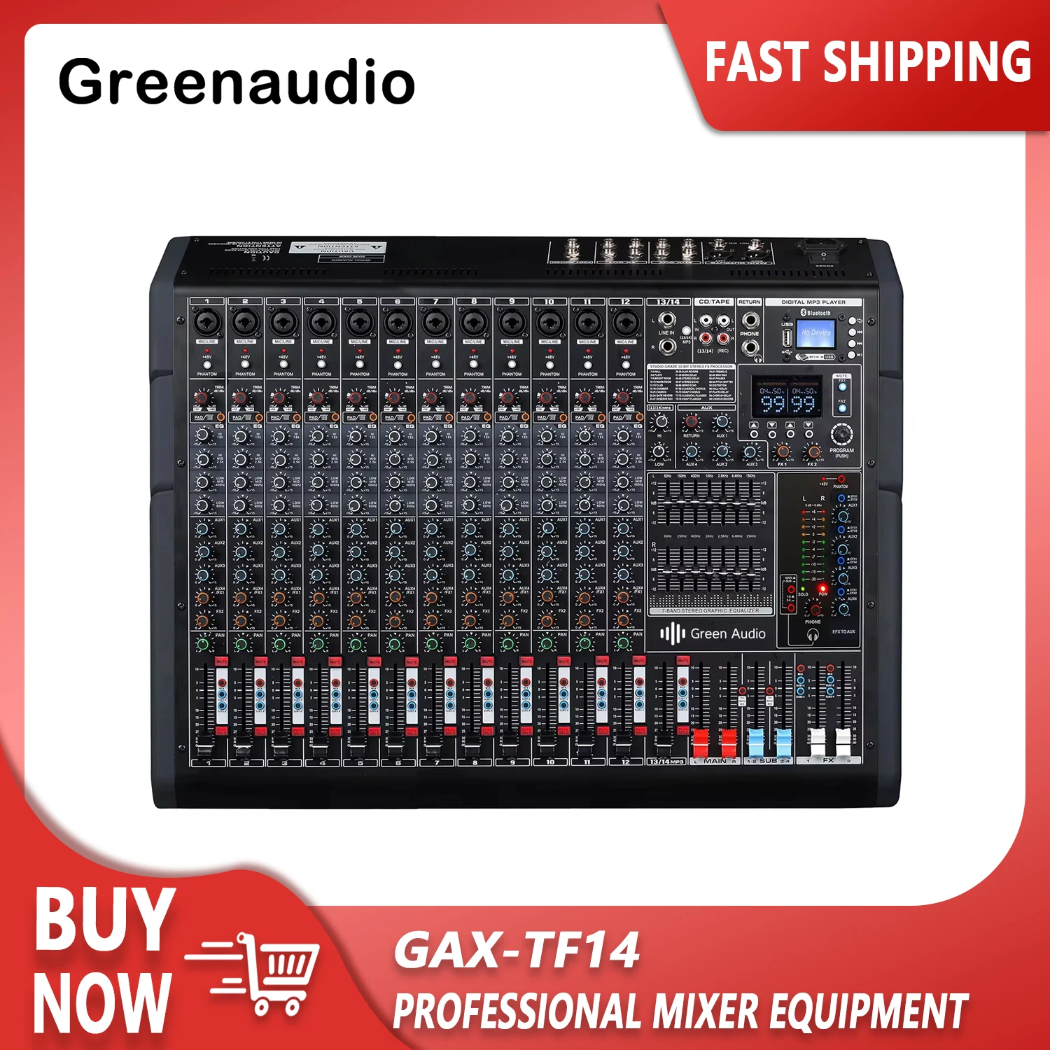 

GAX-TF14 professional mixer with dual-segment equalization MP3 Bt wedding hotel recording and broadcasting room mixer